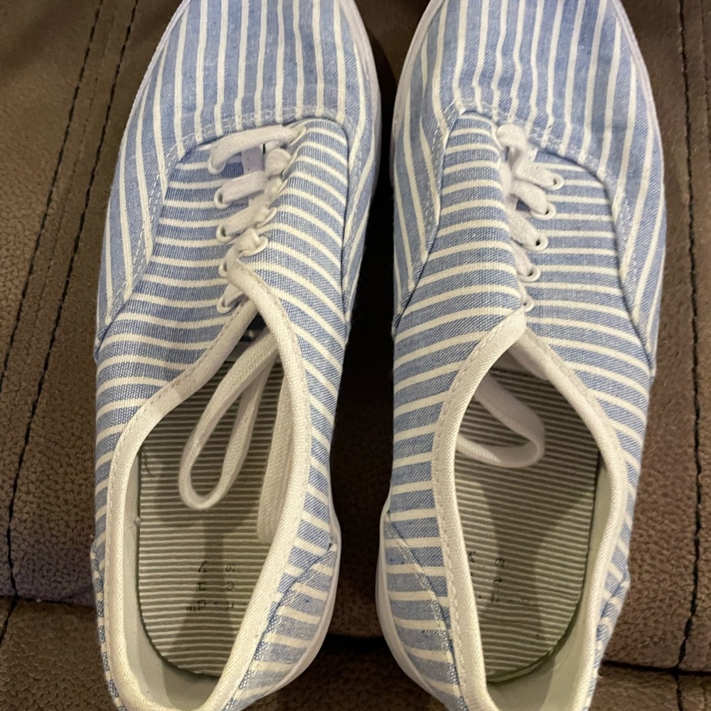 a new day Light Blue and White Striped Women’s Sneakers